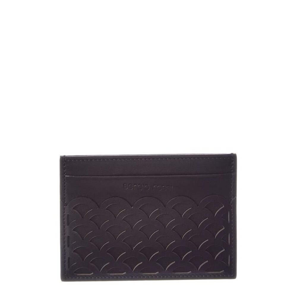 Sergio Rossi Logo Leather Card Case, Black